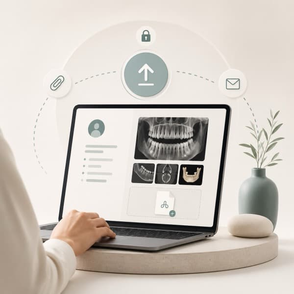 A referring practitioner uploading a case and imaging to Tándem